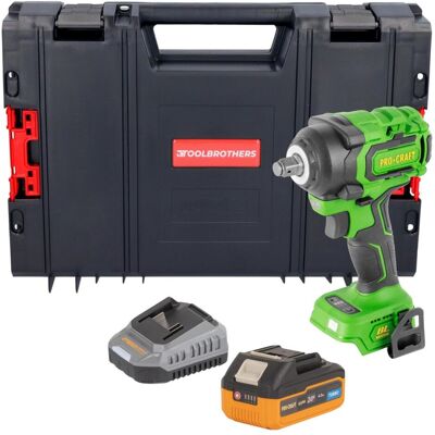 Procraft, Bohrmaschine + Akkuschrauber, PWA18bb Akku Schlagschrauber 20 V 550 Nm 1/2" Brushless + 1x Akku 4,0 Ah + Ladegerät + (Schlagschrauber) Procraft, Bohrmaschine + Akkuschrauber, PWA18bb Akku Schlagschrauber 20 V 550 Nm 1/2" Brushless + 1x Akku 4,0 Ah + Ladegerät + (Schlagschrauber)