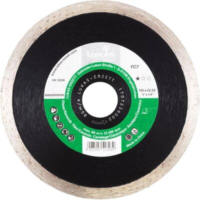 Lukas, Sägeblatt, Diamanttrennscheibe FC7 für Fliesen/ Stein Ø 125 mm für Winkelschleifer Lukas, Sägeblatt, Diamanttrennscheibe FC7 für Fliesen/ Stein Ø 125 mm für Winkelschleifer