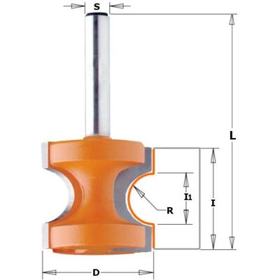 CMT, Fräser, 954.504.11 Halbrundfräser 28,6x25,5x63,5 R=6,35 Schaft 12 mm CMT, Fräser, 954.504.11 Halbrundfräser 28,6x25,5x63,5 R=6,35 Schaft 12 mm