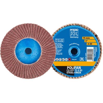 Pferd, Schleifmittel, Fächerschleifscheibe COMBIDISC-Mini-POLIFAN D. 75 mm Körnung 80 12700 min-¹ (80) Pferd, Schleifmittel, Fächerschleifscheibe COMBIDISC-Mini-POLIFAN D. 75 mm Körnung 80 12700 min-¹ (80)