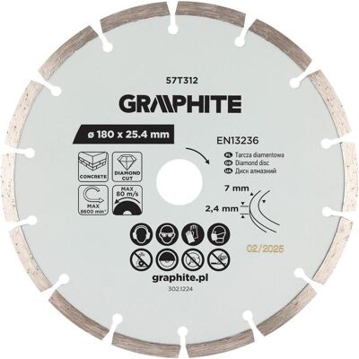 Graphite, Sägeblatt, Segmentierte Diamant-Trennscheibe, 180 x 25,4 mm, trocken Graphite, Sägeblatt, Segmentierte Diamant-Trennscheibe, 180 x 25,4 mm, trocken