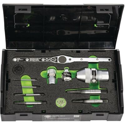 Kukko, Gewindeschneider + Gewindebohrer, Schraubenausdrehersatz K-49 10teilig Schraubgewinde-D.4-20mm 10-teilig Nenngrösse 4 - 20 Kukko, Gewindeschneider + Gewindebohrer, Schraubenausdrehersatz K-49 10teilig Schraubgewinde-D.4-20mm 10-teilig Nenngrösse 4 - 20