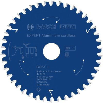 Bosch Professional Zubehör, Sägeblatt, Blau Zubehör 2608902115 EXPERT Kreissägeblatt Aluminium kabellos 120 x 1,8/1,2 x 20 mm T42 Bosch Professional Zubehör, Sägeblatt, Blau Zubehör 2608902115 EXPERT Kreissägeblatt Aluminium kabellos 120 x 1,8/1,2 x 20 mm T42