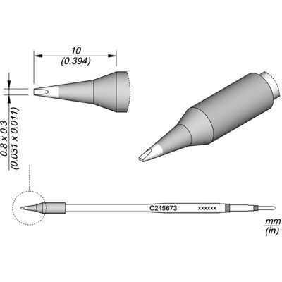 JBC Lötspitze Serie C245 Meisselform, C245673/0,8 x 0,3 mm, gerade, Lötgerät Zubehör JBC Lötspitze Serie C245 Meisselform, C245673/0,8 x 0,3 mm, gerade, Lötgerät Zubehör