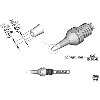 JBC Entlötspitze Serie D530, D530002/0.8 mm, 1.8 mm, Pincleaning (Entlötspitze), Lötgerät Zubehör JBC Entlötspitze Serie D530, D530002/0.8 mm, 1.8 mm, Pincleaning (Entlötspitze), Lötgerät Zubehör