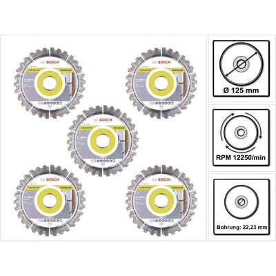 Bosch Professional, Sägeblatt, Diamant Trennscheibe Set 5x Best for Universal 125 x 22,23 mm ( 5x 2608603630 ) Bosch Professional, Sägeblatt, Diamant Trennscheibe Set 5x Best for Universal 125 x 22,23 mm ( 5x 2608603630 )