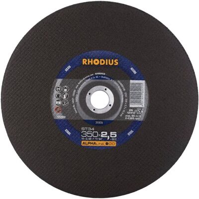 Rhodius, Sägeblatt, ST34, 10 Stück Stationäre Trennscheibe 350 x 2.5 x 32.0 mm, Form 41, ALPHAline, für Stahl Rhodius, Sägeblatt, ST34, 10 Stück Stationäre Trennscheibe 350 x 2.5 x 32.0 mm, Form 41, ALPHAline, für Stahl