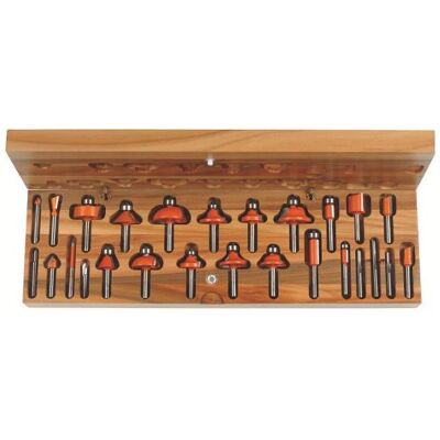 CMT, Fräser, 700.003.00 Satz mit 26 Fräsern in Holzkiste, Schaft 6 mm HM CMT, Fräser, 700.003.00 Satz mit 26 Fräsern in Holzkiste, Schaft 6 mm HM