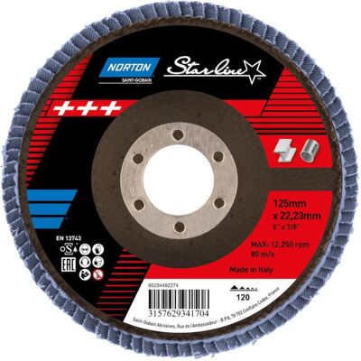 Norton Starline 125 mm P120 Fächerscheibe Norton Starline 125 mm P120 Fächerscheibe