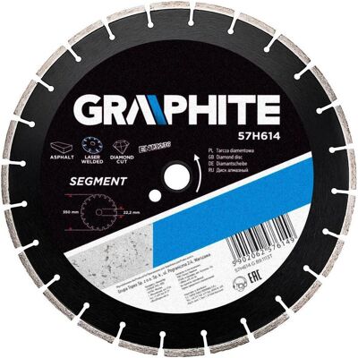 Graphite, Sägeblatt, Segmentierte Diamantscheibe aus Graphit 350 x 25,4 mm 57H614 Graphite, Sägeblatt, Segmentierte Diamantscheibe aus Graphit 350 x 25,4 mm 57H614
