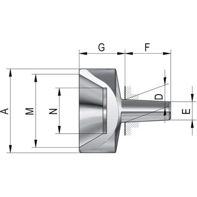 Röhm, Drehmaschine, Auswechselbare Einsätze für mitlaufende Zentrierspitzen. Grösse 102. A Röhm, Drehmaschine, Auswechselbare Einsätze für mitlaufende Zentrierspitzen. Grösse 102. A