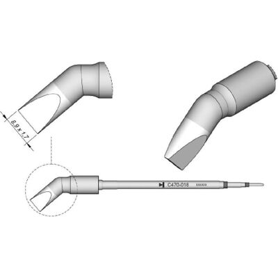 JBC Lötspitze Serie C470, Meisselform, C470018/8,9 x 1,7 mm, gebogen, Lötgerät Zubehör JBC Lötspitze Serie C470, Meisselform, C470018/8,9 x 1,7 mm, gebogen, Lötgerät Zubehör
