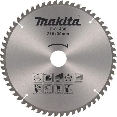 Makita, Sägeblatt, Zubehör D-81430 Trennsägeblatt multi 216x30x2,4mm 60T 5g Makita, Sägeblatt, Zubehör D-81430 Trennsägeblatt multi 216x30x2,4mm 60T 5g