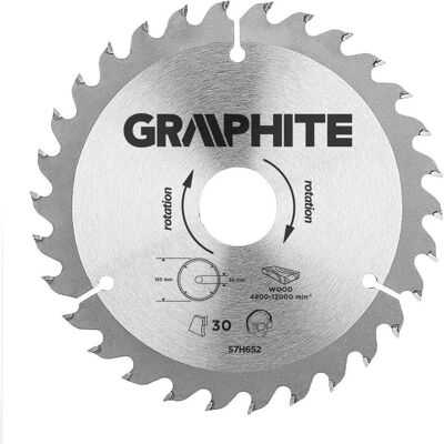 Graphite, Sägeblatt, Graphit-Kreissägeblatt 165x30 mm, 30 Zähne - 57H652 Graphite, Sägeblatt, Graphit-Kreissägeblatt 165x30 mm, 30 Zähne - 57H652