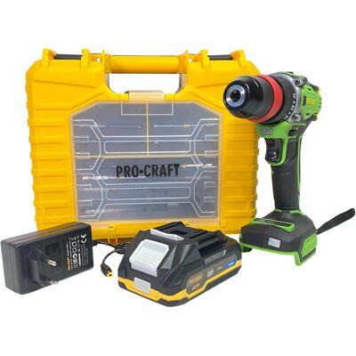 Procraft, Bohrmaschine + Akkuschrauber, PA18ProDFR2-1B-C Akku Bohrschrauber 20 V 30 Nm Brushless + 1x Akku 2,0 Ah + Ladegerät + 13 (Bohrschrauber) Procraft, Bohrmaschine + Akkuschrauber, PA18ProDFR2-1B-C Akku Bohrschrauber 20 V 30 Nm Brushless + 1x Akku 2,0 Ah + Ladegerät + 13 (Bohrschrauber)