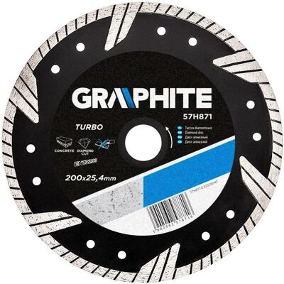 Graphite, Sägeblatt, Graphit-Diamantscheibe 200x25,4 mm Turbo 57H871 Graphite, Sägeblatt, Graphit-Diamantscheibe 200x25,4 mm Turbo 57H871