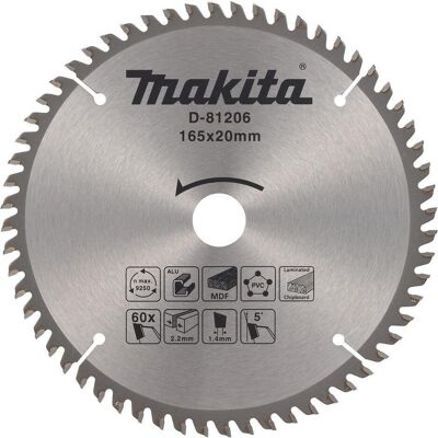 Makita, Sägeblatt, Zubehör D-81206 Kreissägeblatt multi 165x20x2,2 60T 5g Makita, Sägeblatt, Zubehör D-81206 Kreissägeblatt multi 165x20x2,2 60T 5g