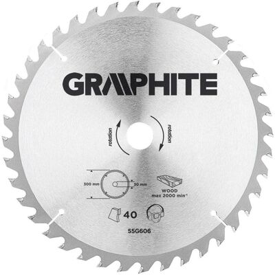 Graphite, Sägeblatt, Graphit-Sägeblatt, breit 300x30 mm, 40 Zähne - 55H606 Graphite, Sägeblatt, Graphit-Sägeblatt, breit 300x30 mm, 40 Zähne - 55H606