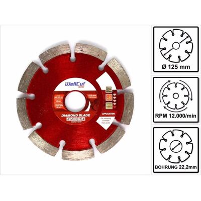 Wellcut, Sägeblatt, Diamond Blade Diamant Trennscheibe 125 x 22,2 mm Application Mörtelreste Entferner ( MR - 12 Wellcut, Sägeblatt, Diamond Blade Diamant Trennscheibe 125 x 22,2 mm Application Mörtelreste Entferner ( MR - 12