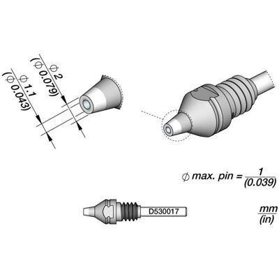 JBC Entlötspitze Serie D530, D530017/1.1 mm, 2.0 mm, Pincleaning (Entlötspitze), Lötgerät Zubehör JBC Entlötspitze Serie D530, D530017/1.1 mm, 2.0 mm, Pincleaning (Entlötspitze), Lötgerät Zubehör