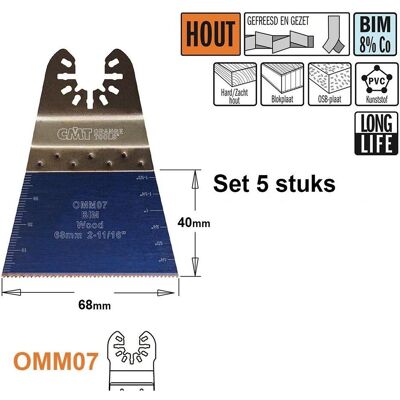 CMT, Sägeblatt, OMM07-x5 Multitool Sägeblatt für Holz 68 mm 5 Stück CMT, Sägeblatt, OMM07-x5 Multitool Sägeblatt für Holz 68 mm 5 Stück