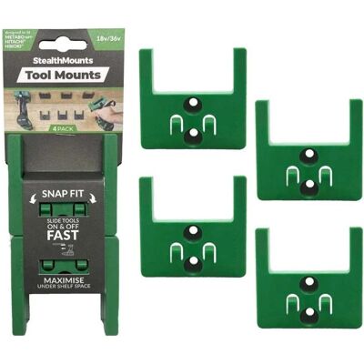 StealthMounts Werkzeugwand - Grün für Hikoki/Metabo HPT/Hitachi 18V (4 Stück) StealthMounts Werkzeugwand - Grün für Hikoki/Metabo HPT/Hitachi 18V (4 Stück)