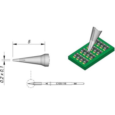 JBC C105 Lötspitze - Fein, Gerade, für Nano-Werkzeuge JBC C105 Lötspitze - Fein, Gerade, für Nano-Werkzeuge