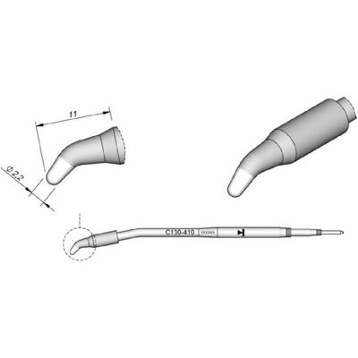 JBC Lötspitze Serie C130, Rundform, C130410/Ø 2,2 mm, gebogen (Lötspitze), Lötgerät Zubehör JBC Lötspitze Serie C130, Rundform, C130410/Ø 2,2 mm, gebogen (Lötspitze), Lötgerät Zubehör
