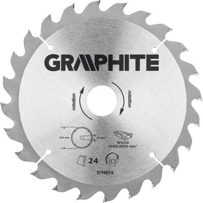 Graphite, Sägeblatt, Graphit-Sägeblatt, breit 200x30 mm, 24 Zähne 57H674 Graphite, Sägeblatt, Graphit-Sägeblatt, breit 200x30 mm, 24 Zähne 57H674