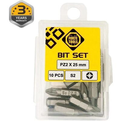 Forte tools, Bits, SCREWDRIVER BIT PZ2X25MM 10PCS Forte tools, Bits, SCREWDRIVER BIT PZ2X25MM 10PCS