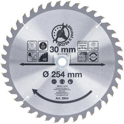 BGS, Sägeblatt, Hartmetall-Kreissägeblatt Ø 254 x 30 x 3,2 mm 40 Zähne BGS, Sägeblatt, Hartmetall-Kreissägeblatt Ø 254 x 30 x 3,2 mm 40 Zähne