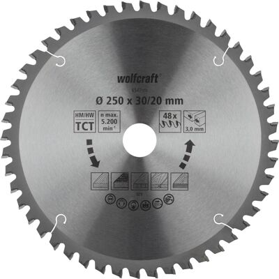 wolfcraft, Sägeblatt, 1 Kapp/Gehr.sägeblatt HM 48 Zähne ø250mm wolfcraft, Sägeblatt, 1 Kapp/Gehr.sägeblatt HM 48 Zähne ø250mm