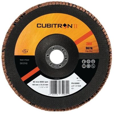 3M Schleifmittel, Fächerscheibe Cubitron™ II 967A Ø 115 mm Körnung 40+ konisch INOX Keramikkorn CO (40+) 3M Schleifmittel, Fächerscheibe Cubitron™ II 967A Ø 115 mm Körnung 40+ konisch INOX Keramikkorn CO (40+)