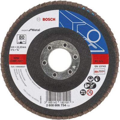 Bosch Professional Zubehör, Schleifmittel, Fächerschleifscheibe X551 Expert for Metal, gewinkelt, 115 mm, 80 (80) Bosch Professional Zubehör, Schleifmittel, Fächerschleifscheibe X551 Expert for Metal, gewinkelt, 115 mm, 80 (80)