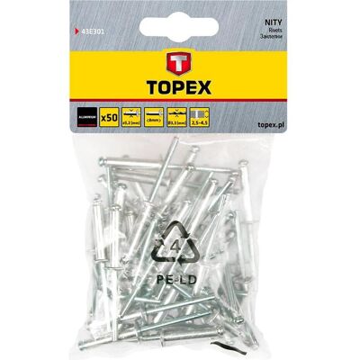 Topex, Nieten, Alu-Nieten 3,2 mm x 8 mm, 50 St. Topex, Nieten, Alu-Nieten 3,2 mm x 8 mm, 50 St.