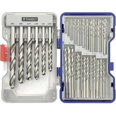 Tivoly, Bohrereinsatz, Set of metal drills 100pcs / pc. HSS Ø1-13 mm, 118 ° "Split point", ground. (13 mm, 2.5, 5.5) Tivoly, Bohrereinsatz, Set of metal drills 100pcs / pc. HSS Ø1-13 mm, 118 ° "Split point", ground. (13 mm, 2.5, 5.5)