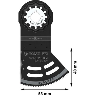 Bosch Professional Zubehör, Sägeblatt, PRO AYZ 53 BPB Blatt für Multifunktionswerkzeuge, 53 x 40 mm Bosch Professional Zubehör, Sägeblatt, PRO AYZ 53 BPB Blatt für Multifunktionswerkzeuge, 53 x 40 mm