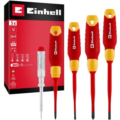 Einhell, Schraubenzieher, Accessories Schraubendr. Satz VDE 5-tg (Schlitz) Einhell, Schraubenzieher, Accessories Schraubendr. Satz VDE 5-tg (Schlitz)