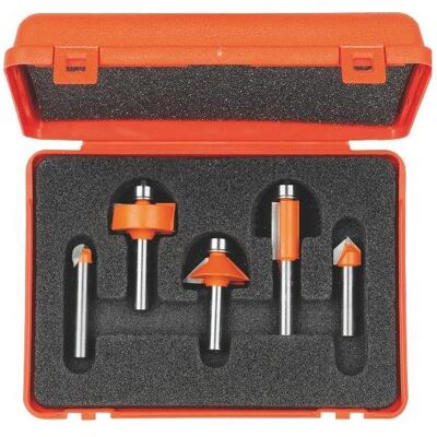 CMT, Fräser, 900.005.02 Satz mit 5 Fräsern im PVC-Etui 8 mm Schaft HM CMT, Fräser, 900.005.02 Satz mit 5 Fräsern im PVC-Etui 8 mm Schaft HM