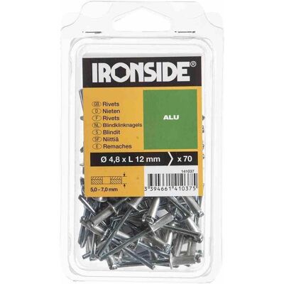 Ironside, Nieten, Blindnieten 4,8 x 12 mm Aluminium/Stahl, Verpackungsinhalt: 70 Stück Ironside, Nieten, Blindnieten 4,8 x 12 mm Aluminium/Stahl, Verpackungsinhalt: 70 Stück