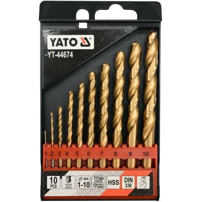 Yato, Bohrereinsatz, TWIST DRILL BIT SET HSSTiN 10PCS 110MM (10 Millimeter) Yato, Bohrereinsatz, TWIST DRILL BIT SET HSSTiN 10PCS 110MM (10 Millimeter)