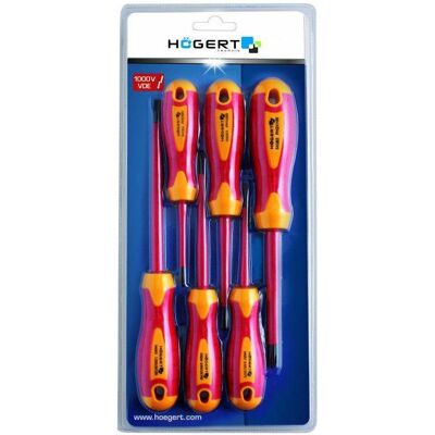 Högert, Schraubenzieher, Schraubendreher-Satz 1000 V, 6-tlg., S2 Stahl (Kreuzschlitz) Högert, Schraubenzieher, Schraubendreher-Satz 1000 V, 6-tlg., S2 Stahl (Kreuzschlitz)