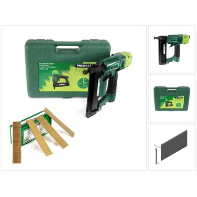 Prebena, Tacker + Nagelpistole, 2XR-J50 Druckluftnagler im Transportkoffer + Stauchkopfnägel Brads 25 mm 5000 Stück (Nagelpistole) Prebena, Tacker + Nagelpistole, 2XR-J50 Druckluftnagler im Transportkoffer + Stauchkopfnägel Brads 25 mm 5000 Stück (Nagelpistole)