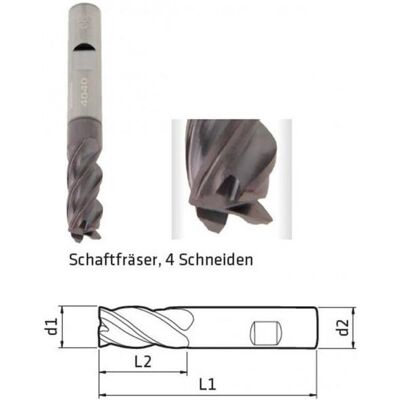 Elmag, Fräser, - Schaftfräser DM 20mm, 4-Schneiden TITANALUMINIUMNITRID für Werkstoffe bis 1200 N/mm² Zugfest Elmag, Fräser, - Schaftfräser DM 20mm, 4-Schneiden TITANALUMINIUMNITRID für Werkstoffe bis 1200 N/mm² Zugfest