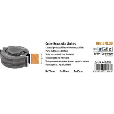 CMT, Fräser, 693.078.30 Profilmesserkopf mit Spanbegrenzer 78x30x40 mm Stahl MAN CMT, Fräser, 693.078.30 Profilmesserkopf mit Spanbegrenzer 78x30x40 mm Stahl MAN