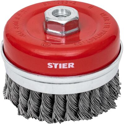 Stier, Schleifmittel, Topfbürste Ø 100 mm, M14, 0,8 mm, gezopft, Stahl Stier, Schleifmittel, Topfbürste Ø 100 mm, M14, 0,8 mm, gezopft, Stahl