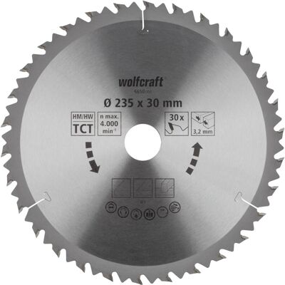 wolfcraft, Sägeblatt, 1 Kreissägeblatt HM 30 Z. ø235x30 mm wolfcraft, Sägeblatt, 1 Kreissägeblatt HM 30 Z. ø235x30 mm