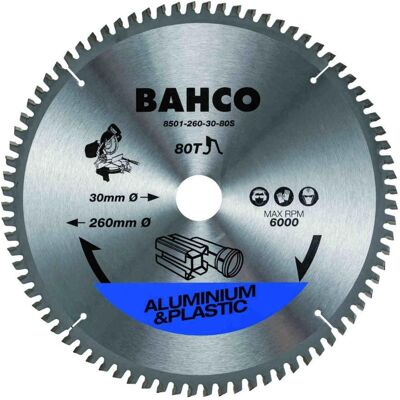 Bahco Sägeblatt, Kreissäge für Aluminium und Kunststoff 216x30mm 48H -5°, (25mm Adapter) Bahco Sägeblatt, Kreissäge für Aluminium und Kunststoff 216x30mm 48H -5°, (25mm Adapter)