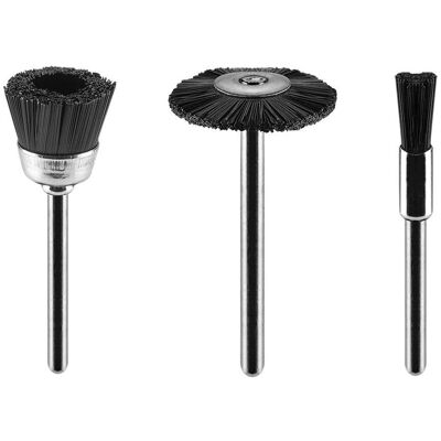 Graphite, Schleifmittel, Nylonbürsten, Bürste, Becher, Scheibe, Satz mit 3 Stück. 3 St. Graphite, Schleifmittel, Nylonbürsten, Bürste, Becher, Scheibe, Satz mit 3 Stück. 3 St.