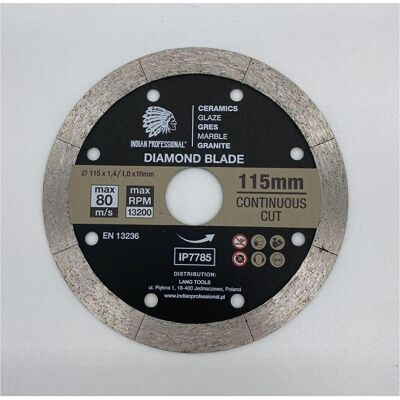 Indian Professional, Sägeblatt, Diamantscheibe 115 mm x 1,6 mm x 22,2 mm Kontinuierlicher Schnitt Indian Professional, Sägeblatt, Diamantscheibe 115 mm x 1,6 mm x 22,2 mm Kontinuierlicher Schnitt